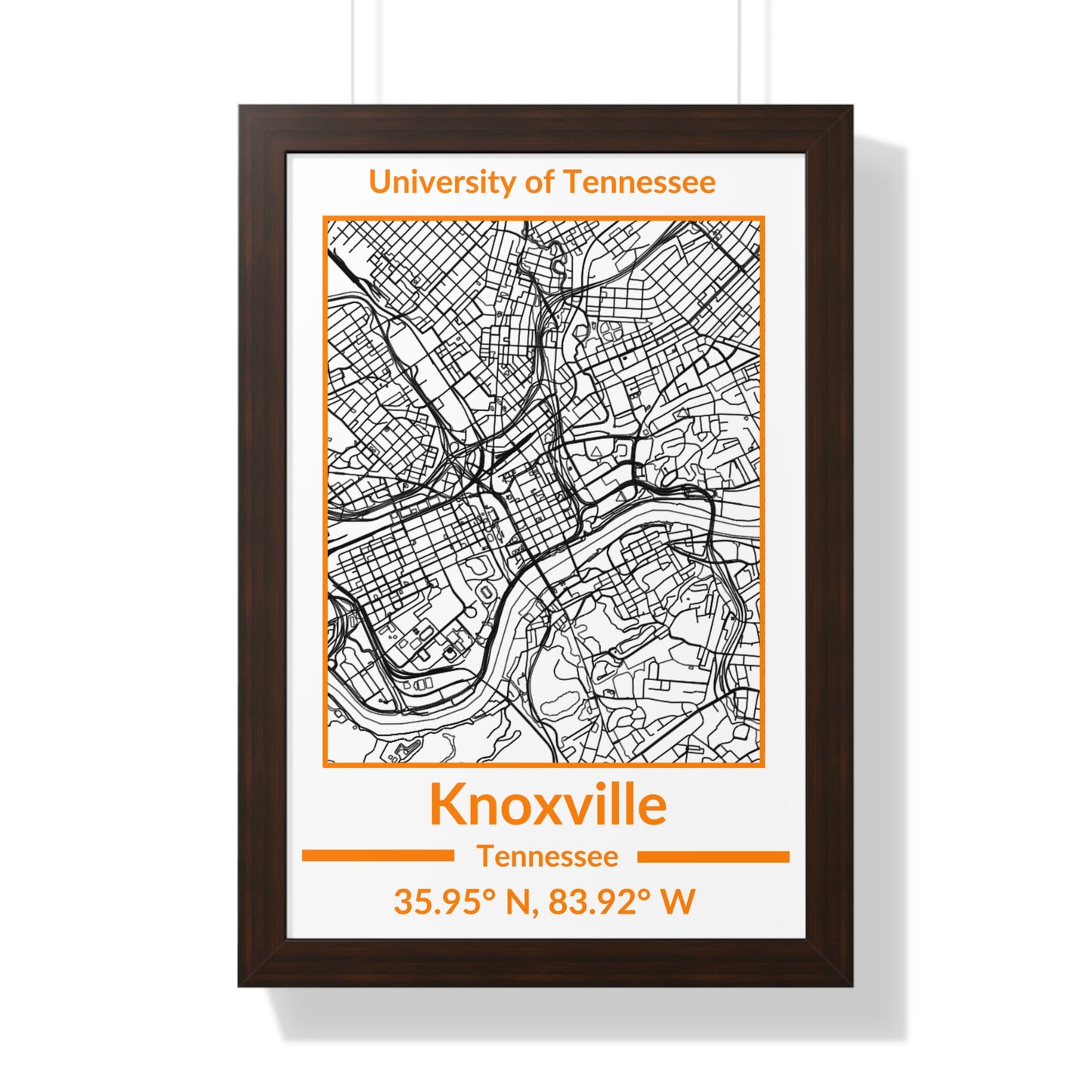 Map of Knoxville, Tennessee Poster (Team Colors)