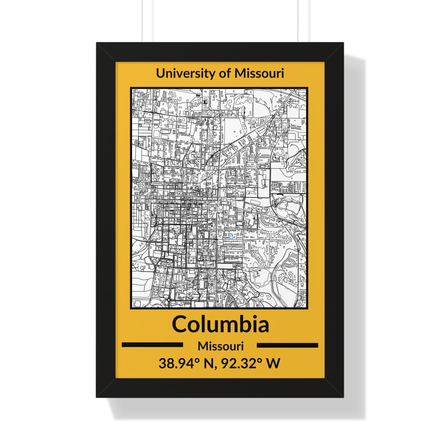 Map of Columbia, Missouri Poster (Team Colors)